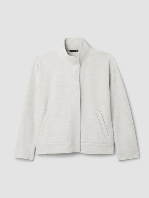 EILEEN FISHER Lightweight Boiled Wool Stand Collar Jacket in Regenerative Wool