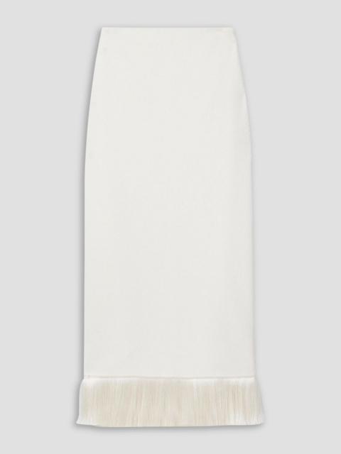 PatBO Fringed stretch-ponte midi skirt