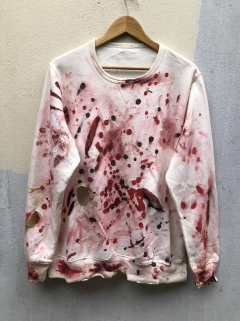 Other Designers Archival Clothing - Distressed Paint splatters White Sweatshirts