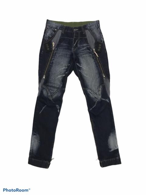 Other Designers PPFM DARK BLUE SEASONED BIKER DENIM JEANS