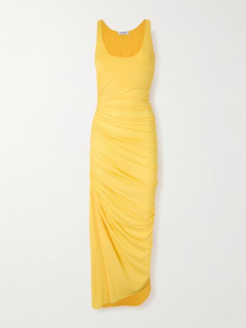 Alaïa Gathered Stretch-jersey Midi Dress