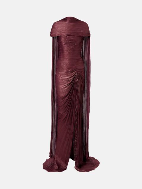 MARMAR HALIM Draped pleated scarf-detail gown