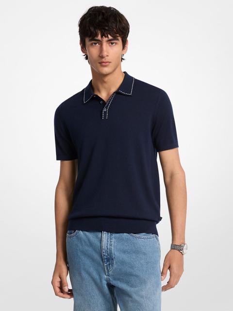 MICHAEL KORS Contrast-Trim Wool Polo Shirt