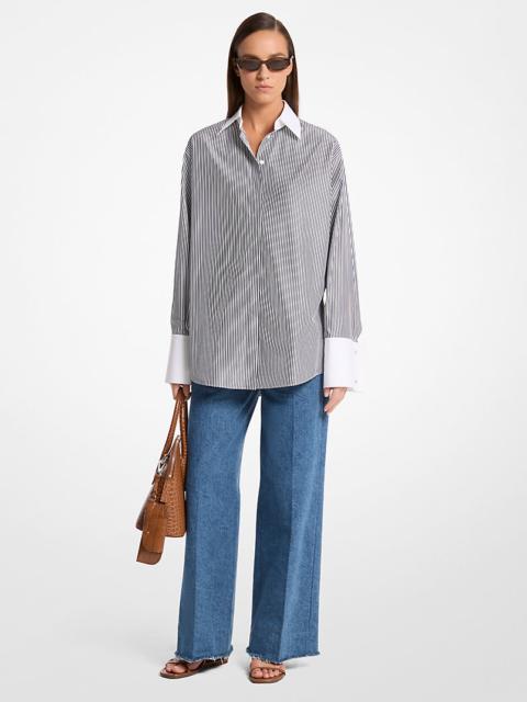 MICHAEL KORS COLLECTION Tyler Oversized Striped Cotton Blend Shirt