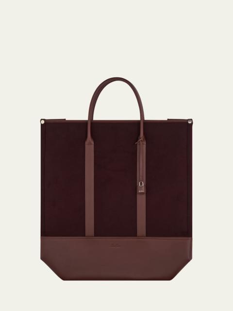 Loro Piana Men's Beam Cashmere and Leather Large Tote Bag