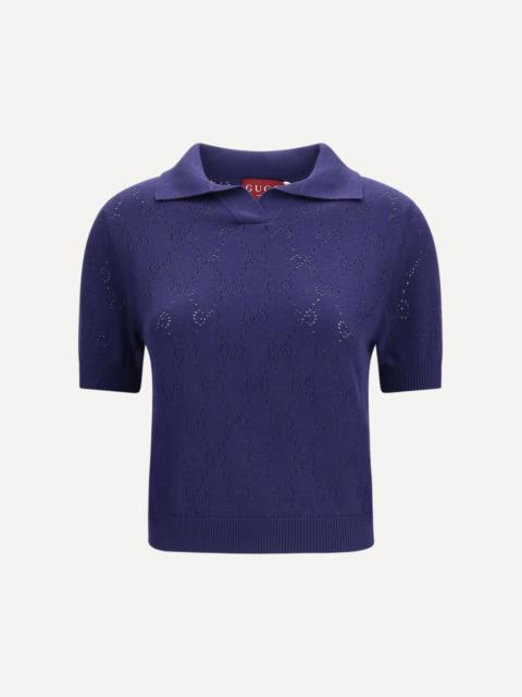 GUCCI GG pointelle cotton silk Polo Shirt
