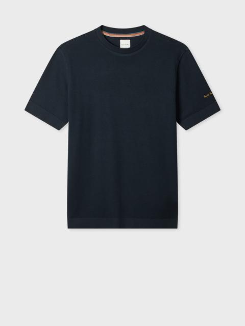 Paul Smith Navy Cotton T-Shirt With Integrated Rib Detail