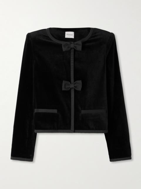 POSSE Quincy Cropped Satin-trimmed Cotton-velvet Jacket