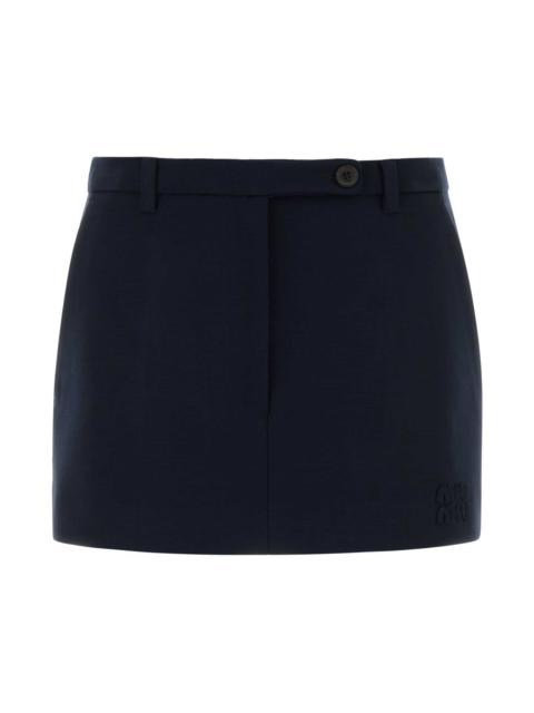 Miu Miu Navy Stretch Jersey Mini Skirt