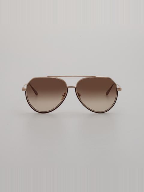 LINDA FARROW BAYER AVIATOR SUNGLASSES IN LIGHT GOLD