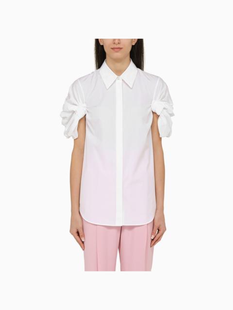 Alexander Mc Queen Short Sleeved Cotton White Shirt With Detailing