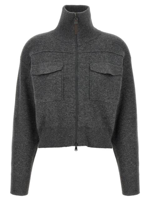 Brunello Cucinelli Brunello Cucinelli Women 'Shiny Zipper Pull' Wool Cardigan