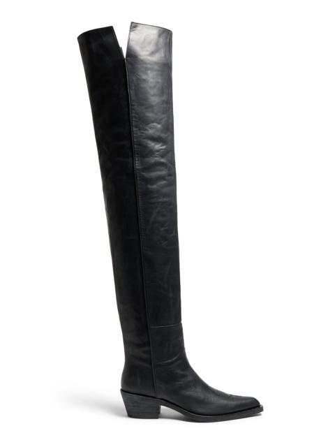 KHAITE Clive Over-The-Knee Leather Boots black