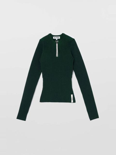 SUNNEI FITTED TOP W ZIP / dark blue & electric green