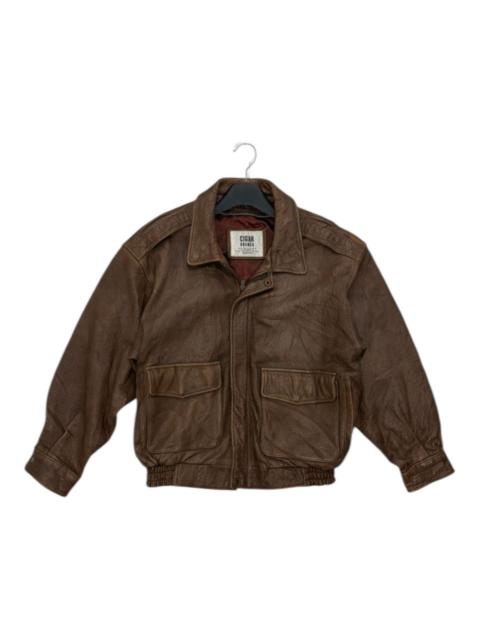 Other Designers Vintage - VTG Cigar Branch Aviator Leather Jacket