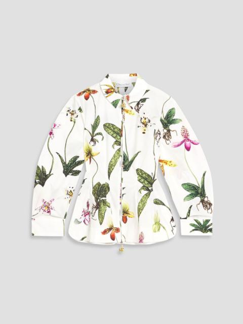 Oscar de la Renta Floral-print cotton-blend poplin shirt