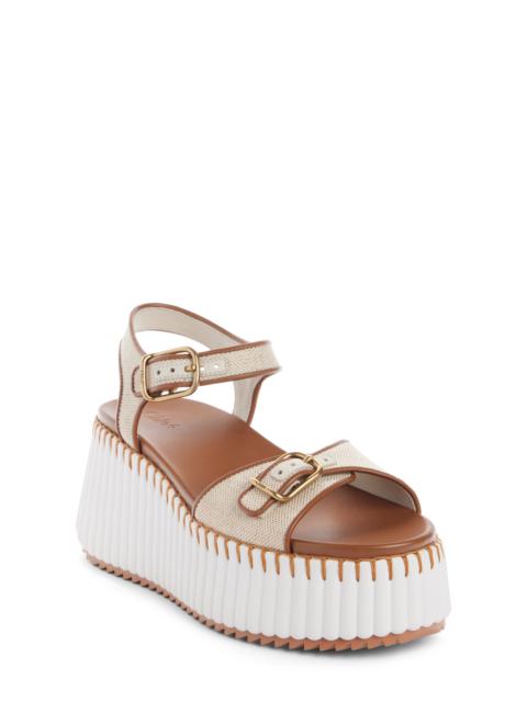 Chloé Chloé Nama Platform Wedge Sandal in Dusty White at Nordstrom
