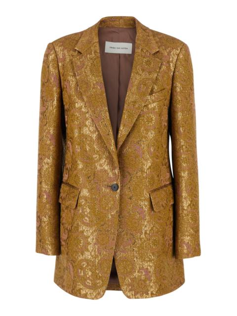 Dries Van Noten Dries Van Noten Women Blanchet Jacket With Classic Collar And Long Sleeves In Tech Fabric Metallic U
