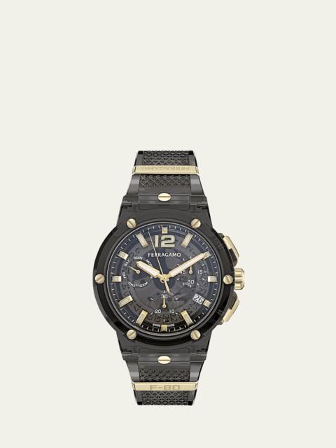 FERRAGAMO F-80 44mm Translucent Black Bioplastic Chronograph Watch