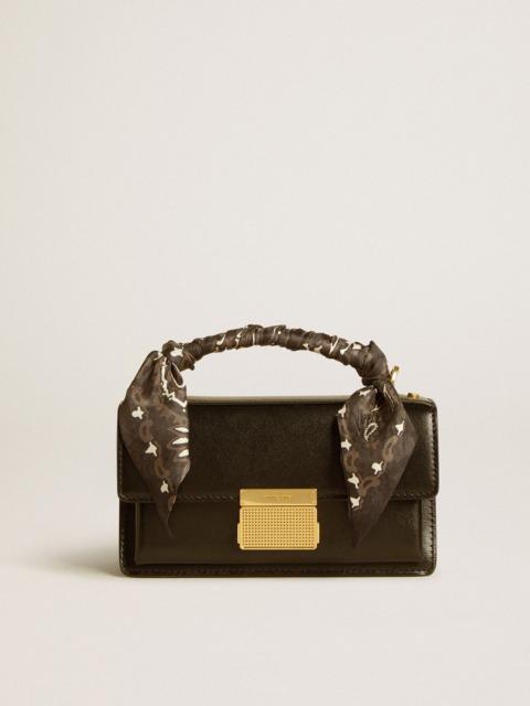 Golden Goose Small Venezia Bag in black boarded leather with silk scarf