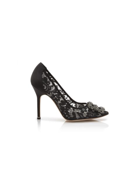 Manolo Blahnik Black Lace Jewel Buckle Pumps