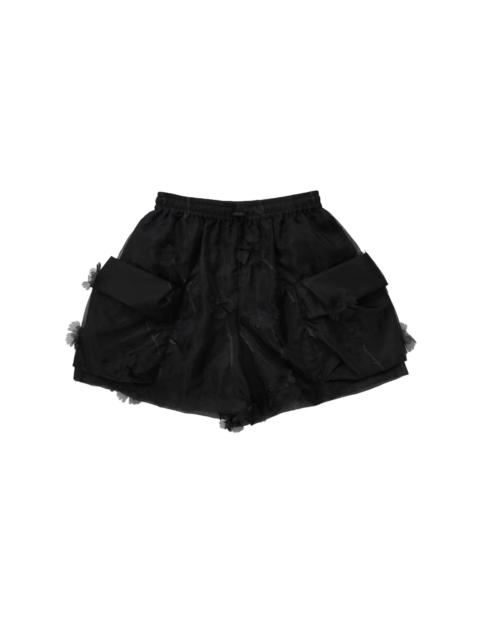 Simone Rocha Simone Rocha Carnation Organza Layered Flap Cargo Shorts Black