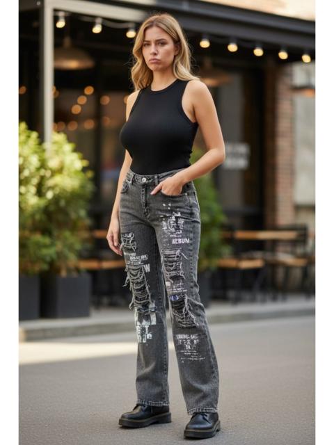 Other Designers BERNINGS SHO - 90’s PUNK🔥BERNINGS-SHO Flare Distressed Ripped Acid Wash