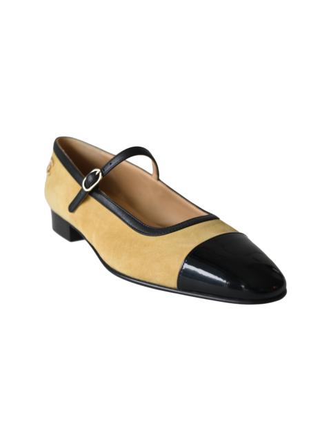 CHANEL Chanel Mary Jane Ankle Strap Flats Beige Black