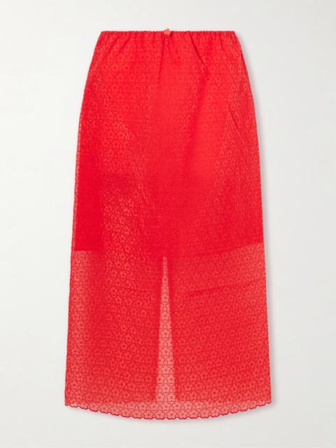 CECILIE BAHNSEN Embroidered Tulle Midi Skirt