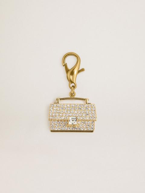 Golden Goose Purse-shaped charm in gold-colored brass with crystals