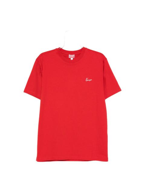 Kenzo Men Red Floral Bouquet Print Crew Neck Short Sleeves Organic Cotton Straight Hemline