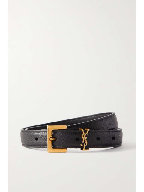 Monogramme textured-leather belt