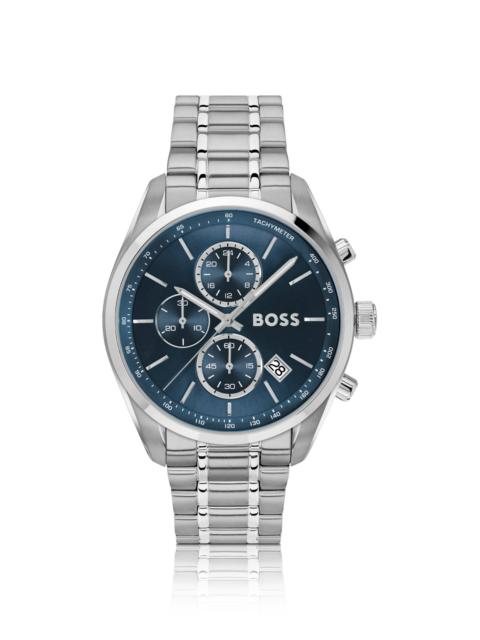 BOSS SILVER-TONE CHRONOGRAPH WATCH WITH BLUE DIAL