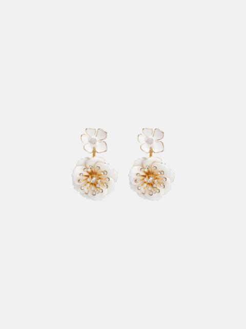 CAROLINA HERRERA Crystal-embellished floral drop earrings