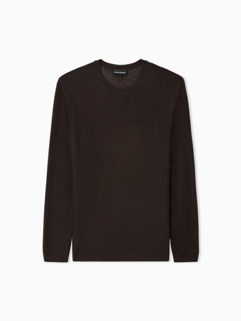 EMPORIO ARMANI LYOCELL-BLEND JUMPER IN A TUCK STITCH