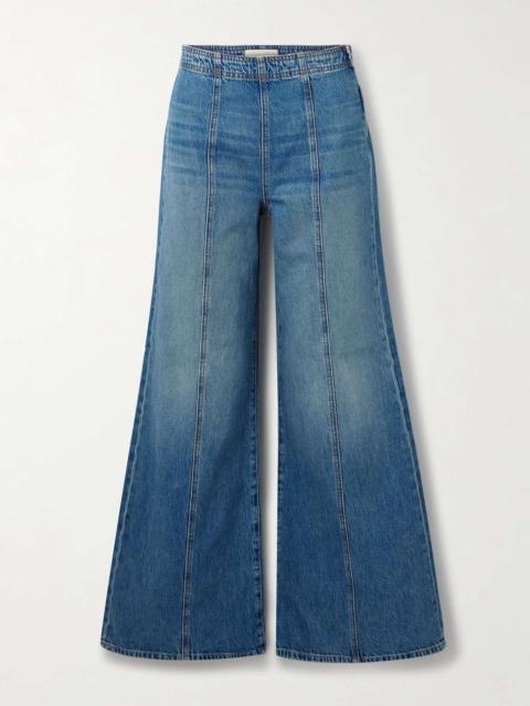The Bianca paneled high-rise wide-leg jeans Mid denim