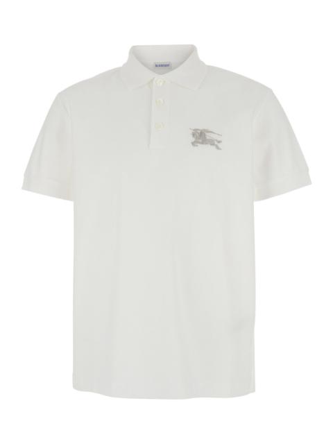 Burberry Burberry Men White Polo Shirt With Classic Collar And Ekd Embroidery In Cotton Man