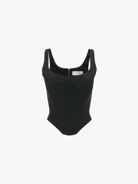 Victoria Beckham Side Panel Corset Top In Black