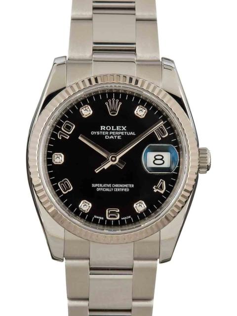 ROLEX Rolex Date Steel 115234 Black Diamond Dial