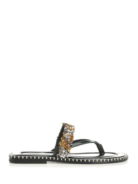 Dries Van Noten Dries Van Noten Women Leather Flip-Flops With Sequins