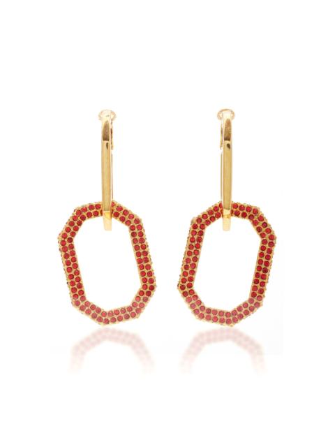 Oscar de la Renta Gold-Tone And Pavé Crystal Earrings red