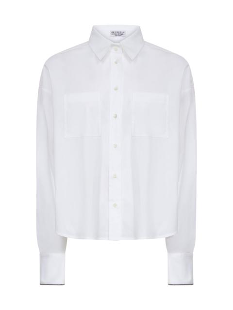 Brunello Cucinelli White stretch poplin Shiny Cuffs shirt