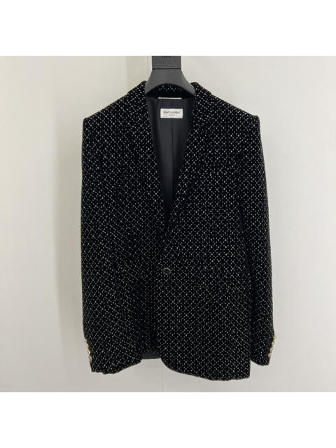 SAINT LAURENT Saint Laurent Velvet Embellished Blazer