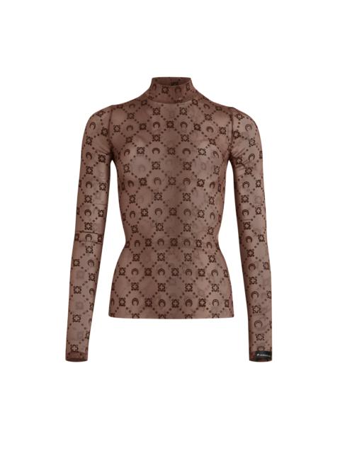 Marine Serre Recycled Mesh Flock Second Skin Highneck Top