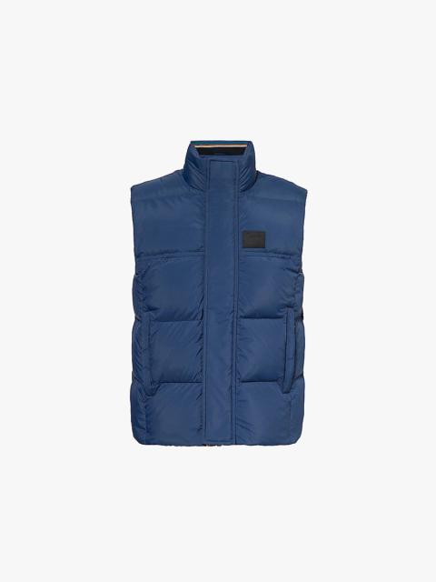 Rubberised-branding padded regular-fit shell-down gilet