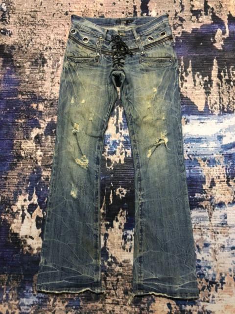 Other Designers If Six Was Nine - Flare Jeans Midas Double Waist Distressed Dirty Jeans Pants