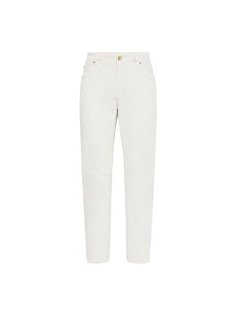 Brunello Cucinelli Brunello Cucinelli Wooff White Straight Leg Trousers