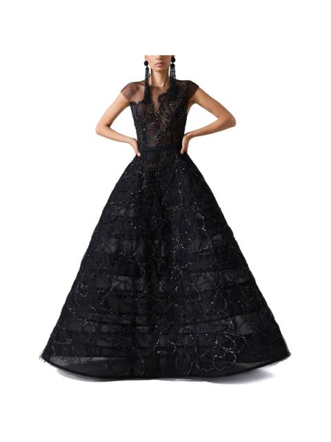 CAROLINA HERRERA Carolina Herrera Embellished Crewneck A-Line Gown