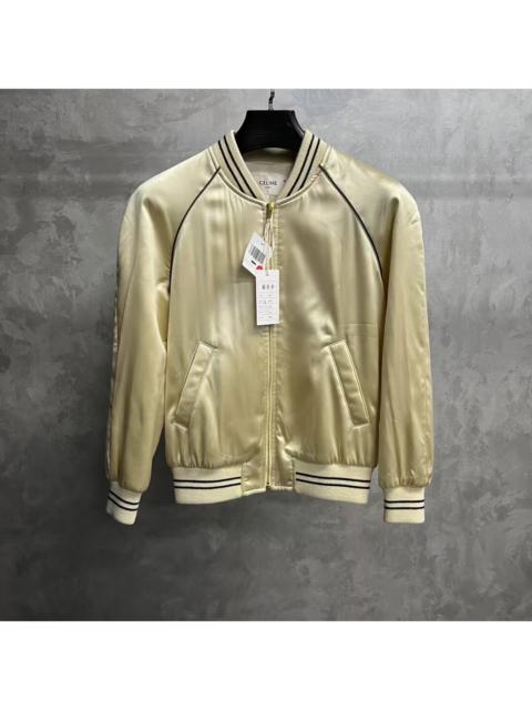 CELINE Celine Beige Stand-Collar, Long-Sleeve, Raglan-Sleeve Zip-Up Baseball Jacket