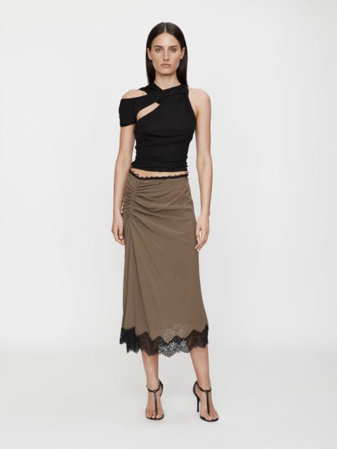 CHRISTOPHER ESBER Crimped Lace Gathered Silk Skirt